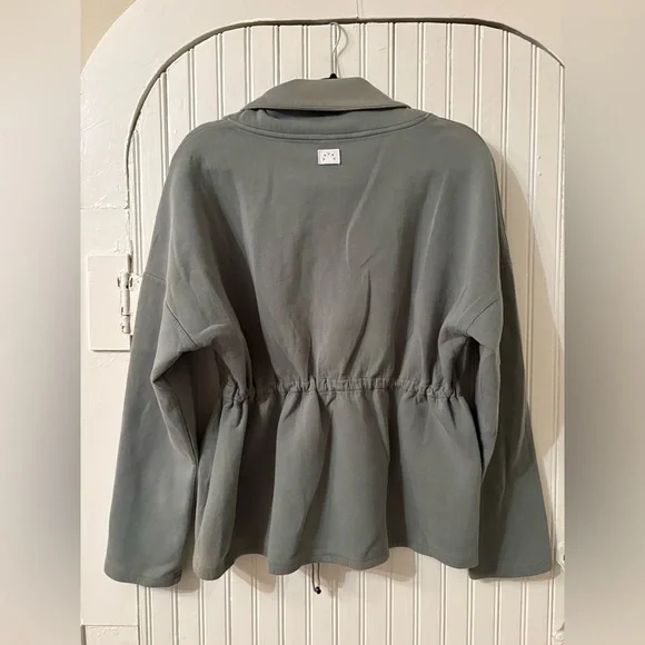 Varley Gray Funnel Neck Drawstring Waist Pullover Sweatshirt Top Size M - Picture 7 of 8